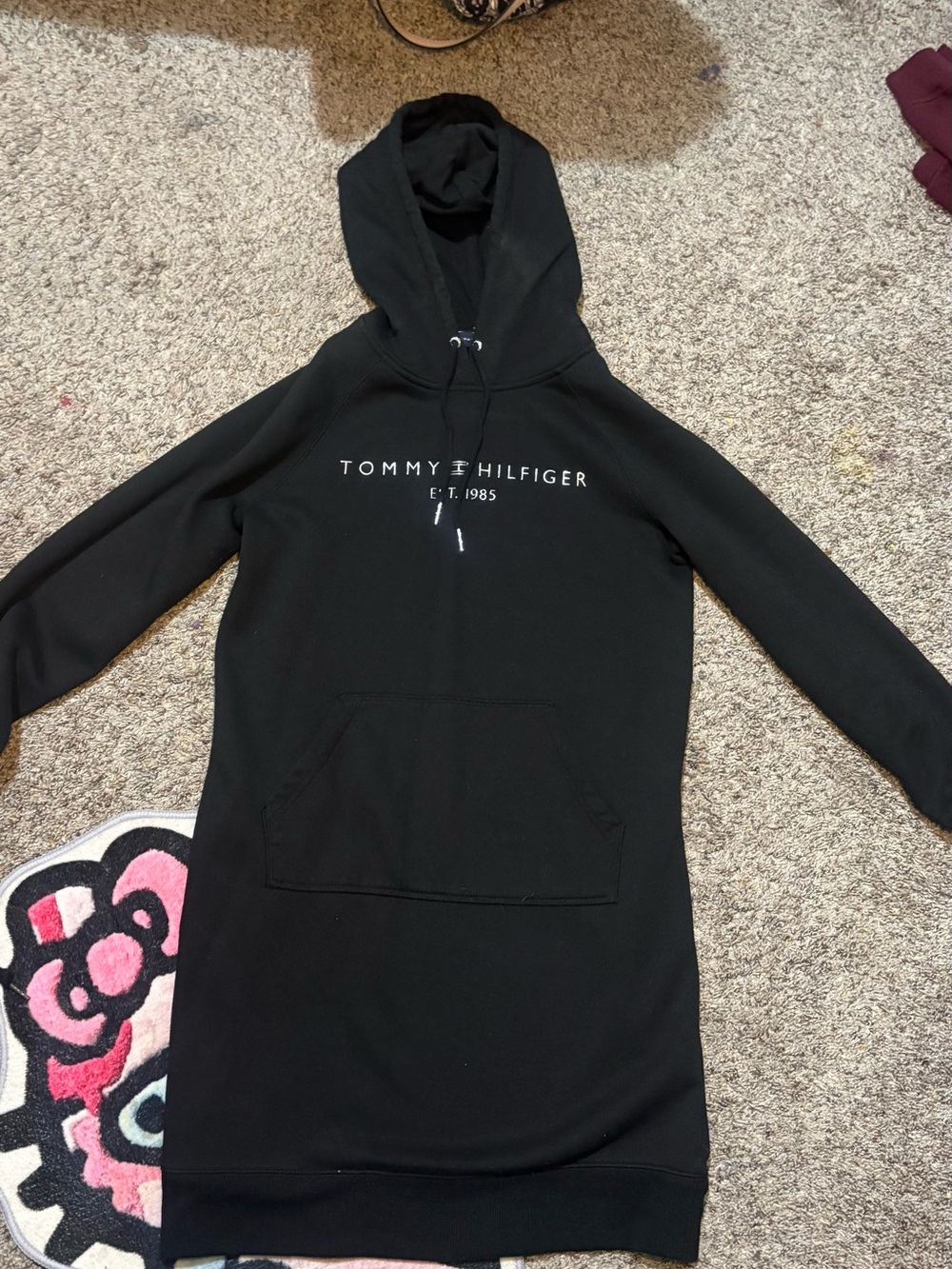 Tommy Hilfiger Black Logo Hoodie Dress